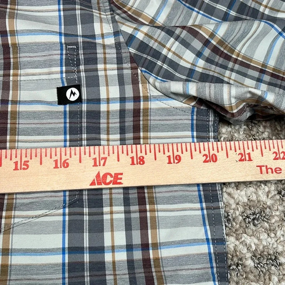 Marmot Short Sleeve Plaid Button Up Shirt Outdoor Hiking Camping Casual Summer - Picture 7 of 11
